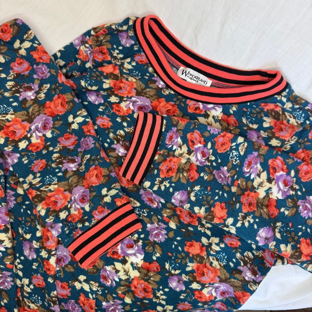 WONDERLAND Floral Top with Red and Purple Accents